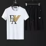 ea7 armani ensembles de survetement manche courte crew neck ea7 eagle t-shirt shorts blanc